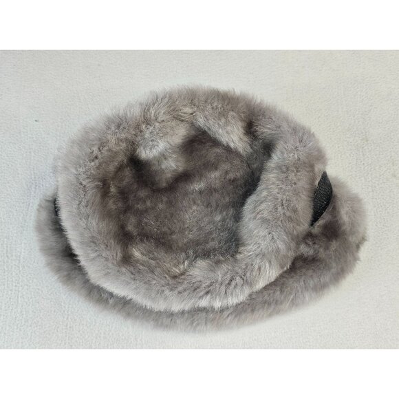 Vintage Womens Gray Faux Fur Hat With Faux Black Snake Skin Band Union Made - Picture 5 of 9